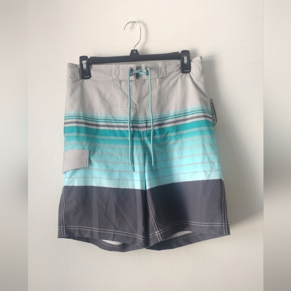 George Other - Men's Gray and Blue Swim Shorts Size Small - NWT